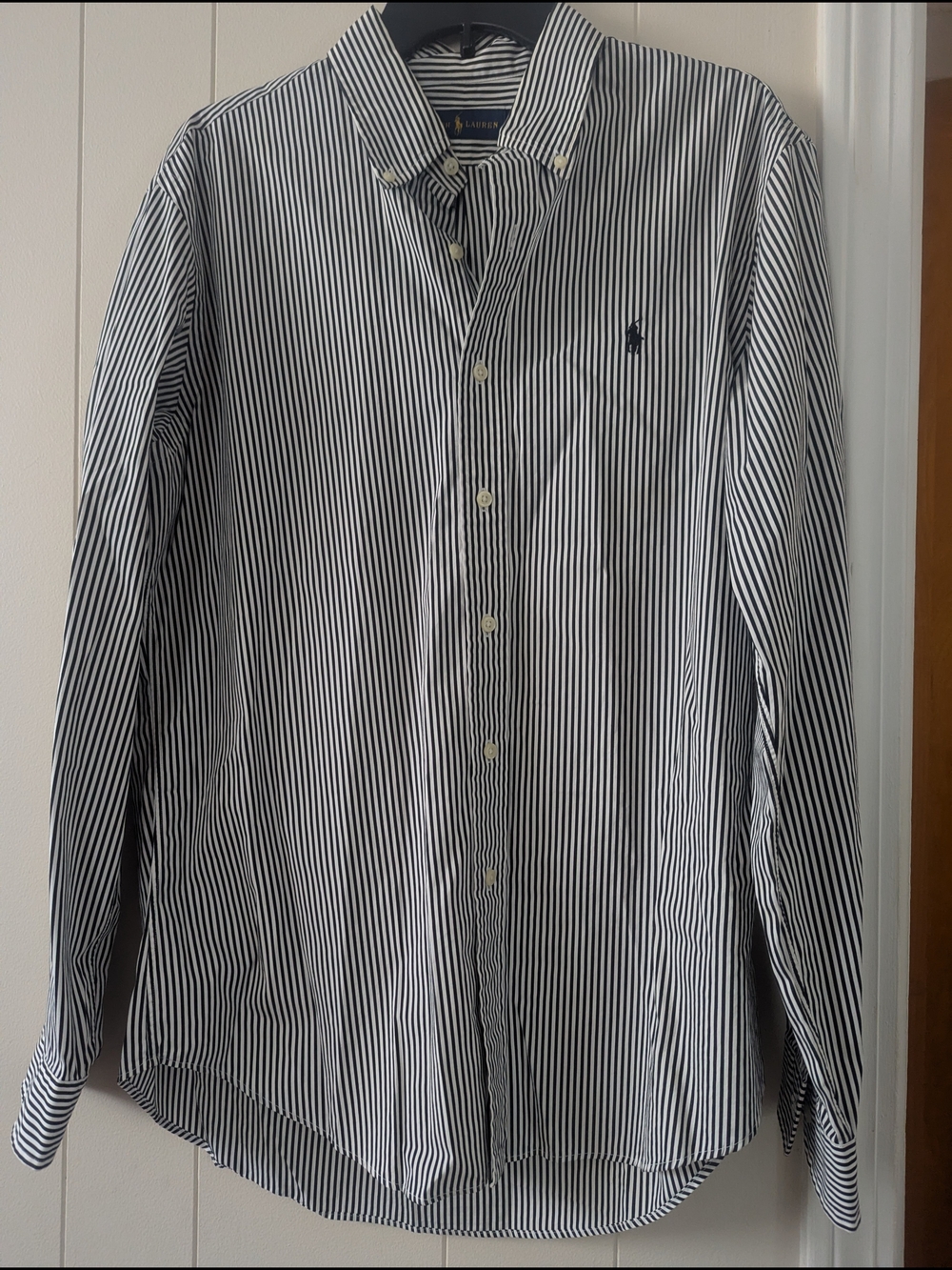 Ralph Lauren Men’s Blue & White Vertical Stripe Button-Down Shirt